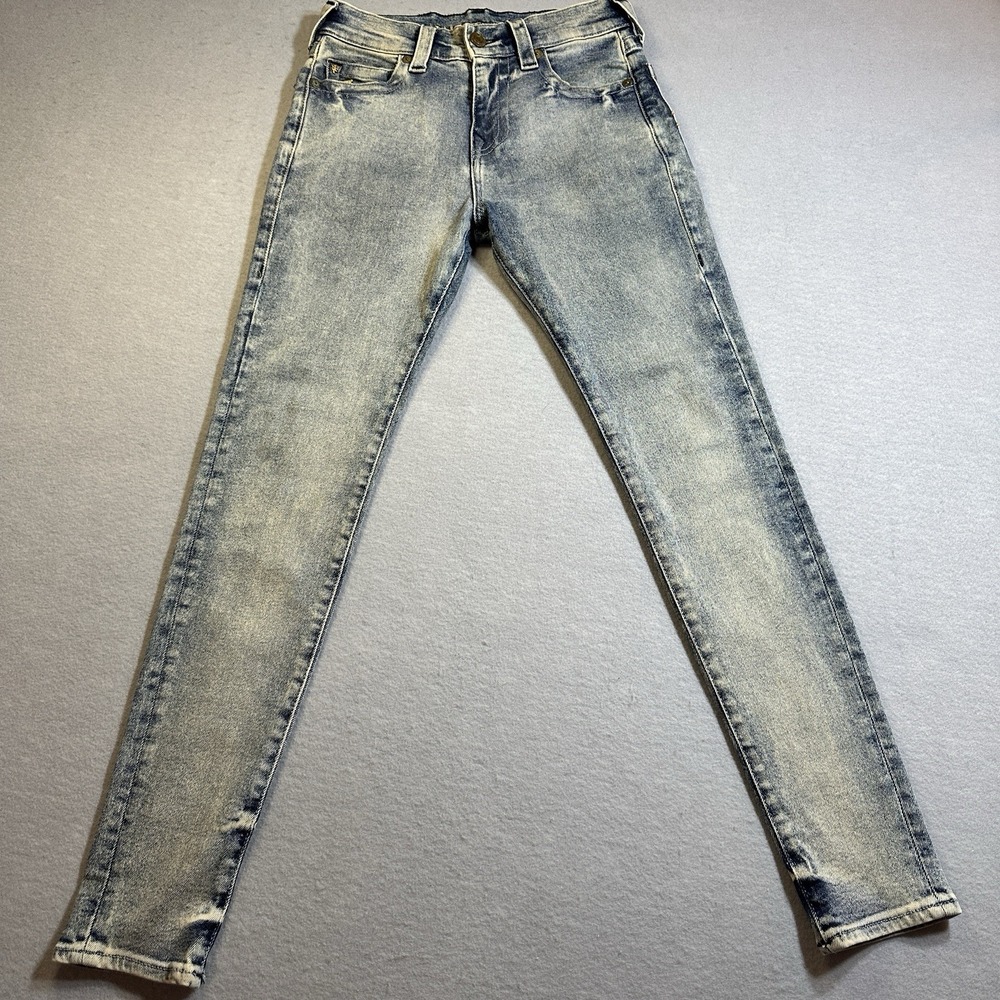 True‎ Religion x Manchester United Womens 28 Skinny Jeans Blue High Rise Stretch